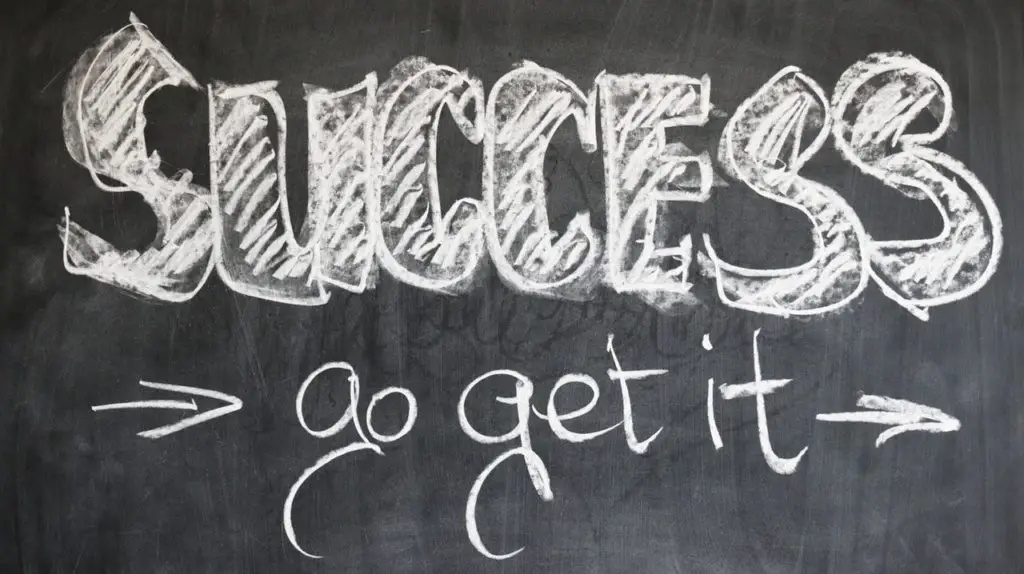 chalk that says success go get it