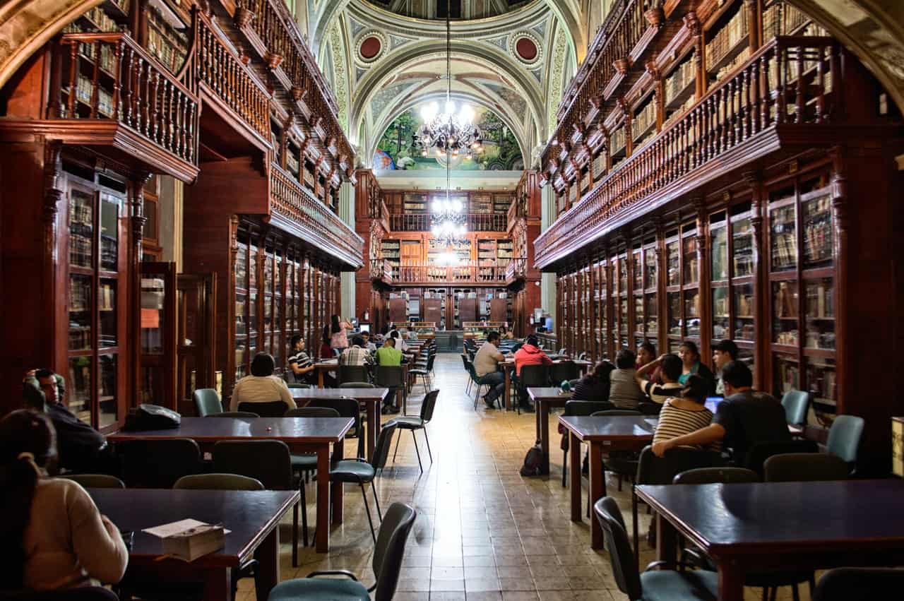 inside a library