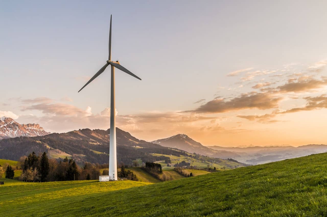 windmill blowing in a field